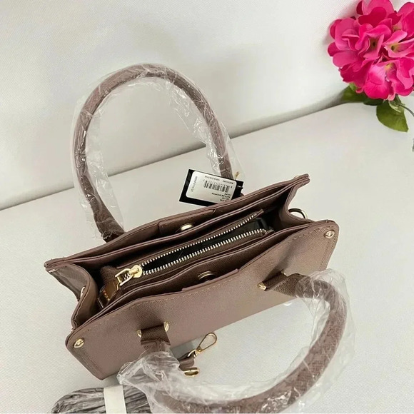 BEBE Kate Satchel Shopper Bag Removable Strap Taupe - Picture 9 of 10